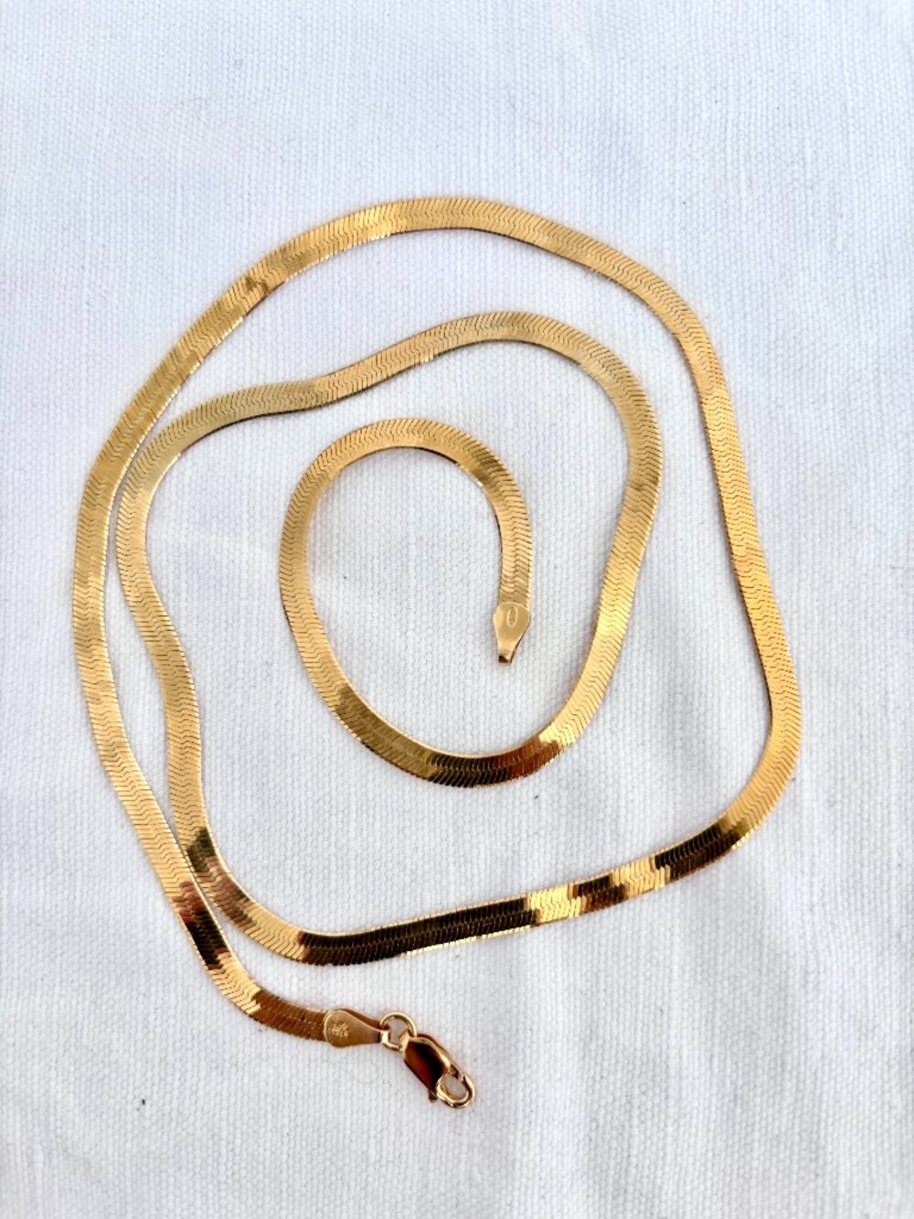 Vintage HCT Italy 925 Sterling Gold Vermeil Herringbone Chain Necklace 24" 10g